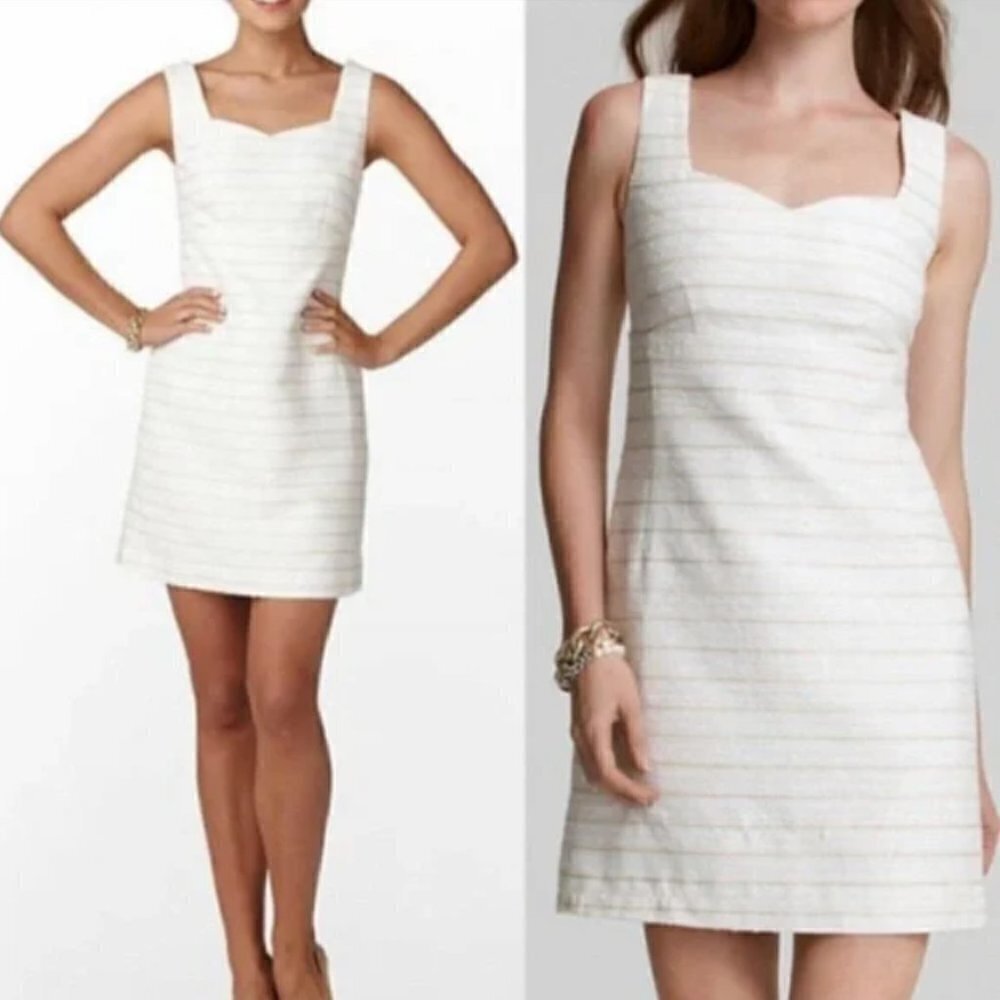 Lilly Pulitzer White and Gold Striped Dress